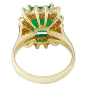 4.70 Carat Natural Emerald 14K Solid Yellow Gold Diamond Ring - Fashion Strada