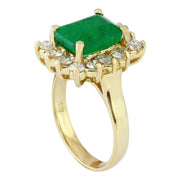 4.70 Carat Natural Emerald 14K Solid Yellow Gold Diamond Ring - Fashion Strada
