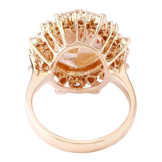 7.15 Carat Natural Morganite 14K Solid Rose Gold Diamond Ring - Fashion Strada