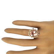 5.70 Carat Natural Morganite 14K Solid Rose Gold Diamond Ring - Fashion Strada