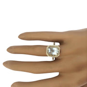 3.55 Carat Natural Aquamarine 14K Solid Yellow Gold Diamond Ring - Fashion Strada