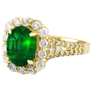 2.35 Carat Natural Emerald 14K Solid Yellow Gold Diamond Ring - Fashion Strada