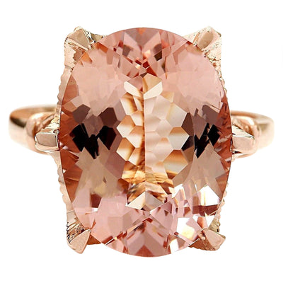8.95 Carat Natural Morganite 14K Solid Rose Gold Diamond Ring - Fashion Strada