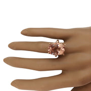 8.95 Carat Natural Morganite 14K Solid Rose Gold Diamond Ring - Fashion Strada