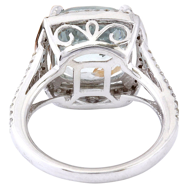 6.75 Carat Natural Aquamarine 14K Solid White Gold Diamond Ring - Fashion Strada