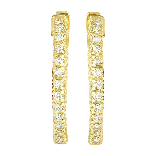 0.90 Carat Natural Diamond 14K Solid Yellow Gold Earrings - Fashion Strada
