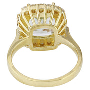 3.90 Carat Natural Aquamarine 14K Solid Yellow Gold Diamond Ring - Fashion Strada