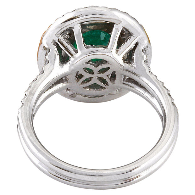 3.53 Carat Natural Emerald 14K Solid White Gold Diamond Ring - Fashion Strada