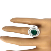3.53 Carat Natural Emerald 14K Solid White Gold Diamond Ring - Fashion Strada