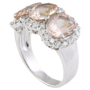 8.23 Carat Natural Morganite 14K Solid White Gold Diamond Ring - Fashion Strada