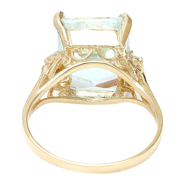 5.16 Carat Natural Aquamarine 14K Solid Yellow Gold Diamond Ring - Fashion Strada