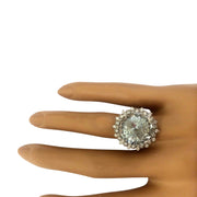 9.60 Carat Natural Aquamarine 14K Solid White Gold Diamond Ring - Fashion Strada