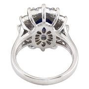 6.83 Carat Natural Ceylon Sapphire 14K Solid White Gold Diamond Ring - Fashion Strada
