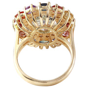 9.36 Carat Natural Aquamarine, Sapphire 14K Solid Yellow Gold Diamond Ring - Fashion Strada