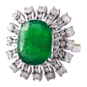 7.68 Carat Natural Emerald 14K Solid White Gold Diamond Ring - Fashion Strada