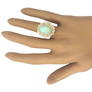 7.68 Carat Natural Opal 14K Solid Yellow Gold Diamond Ring - Fashion Strada