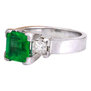4.00 Carat Natural Emerald 14K Solid White Gold Diamond Ring - Fashion Strada