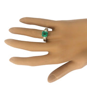 4.00 Carat Natural Emerald 14K Solid White Gold Diamond Ring - Fashion Strada