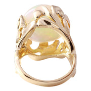 11.08 Carat Natural Opal 14K Solid Yellow Gold Ring - Fashion Strada