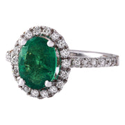 2.63 Carat Natural Emerald 14K Solid White Gold Diamond Ring - Fashion Strada