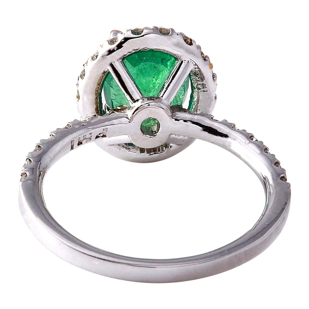2.63 Carat Natural Emerald 14K Solid White Gold Diamond Ring - Fashion Strada