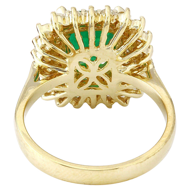 2.90 Carat Natural Emerald 14K Solid Yellow Gold Diamond Ring - Fashion Strada