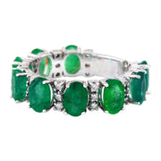 4.60 Carat Natural Emerald 14K Solid White Gold Diamond Ring - Fashion Strada