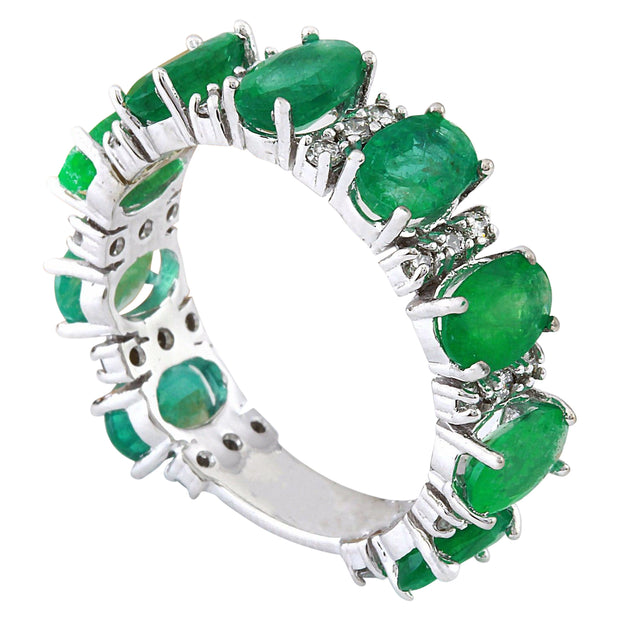 4.60 Carat Natural Emerald 14K Solid White Gold Diamond Ring - Fashion Strada
