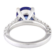 3.81 Carat Natural Tanzanite 14K Solid White Gold Diamond Ring - Fashion Strada