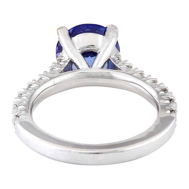 3.81 Carat Natural Tanzanite 14K Solid White Gold Diamond Ring - Fashion Strada