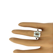 4.34 Carat Natural Aquamarine 14K Solid White Gold Diamond Ring - Fashion Strada