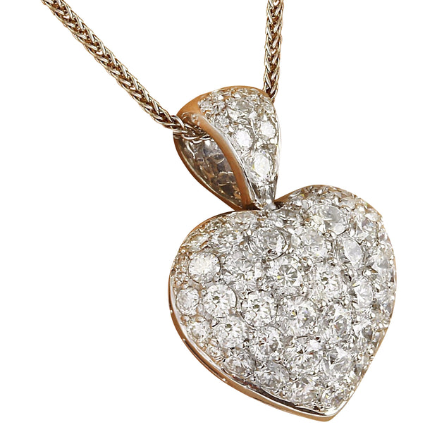 3.00 Carat Natural Diamond 14K Solid White Gold Pendant Necklace