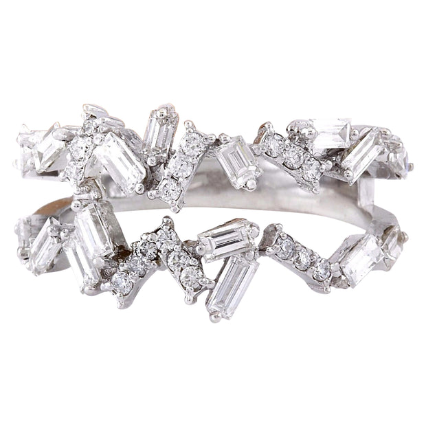 1.26 Carat Natural Diamond 14K Solid White Gold Ring - Fashion Strada