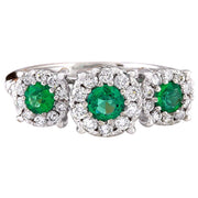 1.70 Carat Natural Emerald 14K Solid White Gold Diamond Ring - Fashion Strada