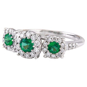 1.70 Carat Natural Emerald 14K Solid White Gold Diamond Ring - Fashion Strada