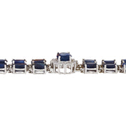 22.00 Carat Natural Sapphire 14K Solid White Gold Diamond Bracelet - Fashion Strada