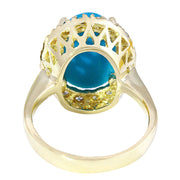 6.34 Carat Natural Turquoise 14K Solid Yellow Gold Diamond Ring - Fashion Strada