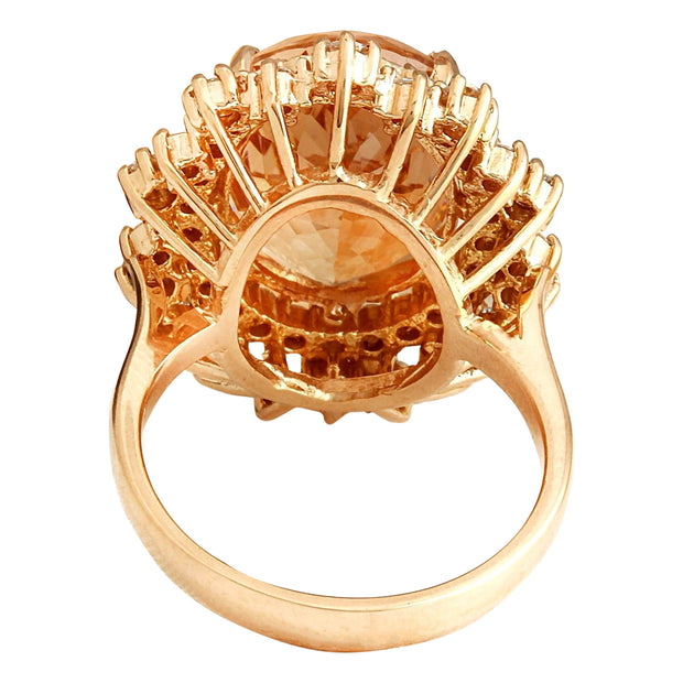 9.08 Carat Natural Morganite 14K Solid Rose Gold Diamond Ring - Fashion Strada