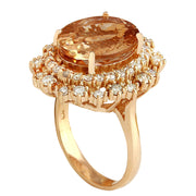 9.08 Carat Natural Morganite 14K Solid Rose Gold Diamond Ring - Fashion Strada