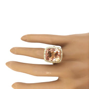 9.10 Carat Natural Morganite 14K Solid Yellow Gold Diamond Ring - Fashion Strada