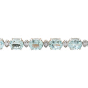 25.75 Carat Natural Aquamarine 14K Solid White Gold Diamond Bracelet - Fashion Strada