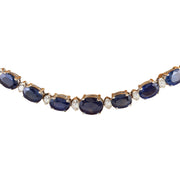 36.00 Carat Natural Sapphire 14K Solid White Gold Diamond Necklace - Fashion Strada