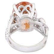 11.30 Carat Natural Morganite 14K Solid White Gold Diamond Ring - Fashion Strada