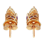 1.65 Carat Natural Tanzanite 14K Solid Yellow Gold Diamond Stud Earrings - Fashion Strada