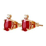 1.76 Carat Natural Ruby 14K Solid Yellow Gold Diamond Stud Earrings - Fashion Strada