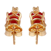 1.76 Carat Natural Ruby 14K Solid Yellow Gold Diamond Stud Earrings - Fashion Strada