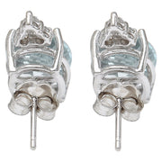 5.40 Carat Natural Aquamarine 14K Solid White Gold Diamond Stud Earrings - Fashion Strada