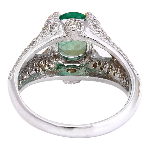 2.34 Carat Natural Emerald 14K Solid White Gold Diamond Ring - Fashion Strada
