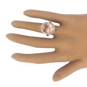 7.82 Carat Natural Morganite 14K Solid White Gold Diamond Ring - Fashion Strada