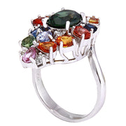 4.89 Carat Natural Sapphire 14K Solid White Gold Diamond Ring - Fashion Strada